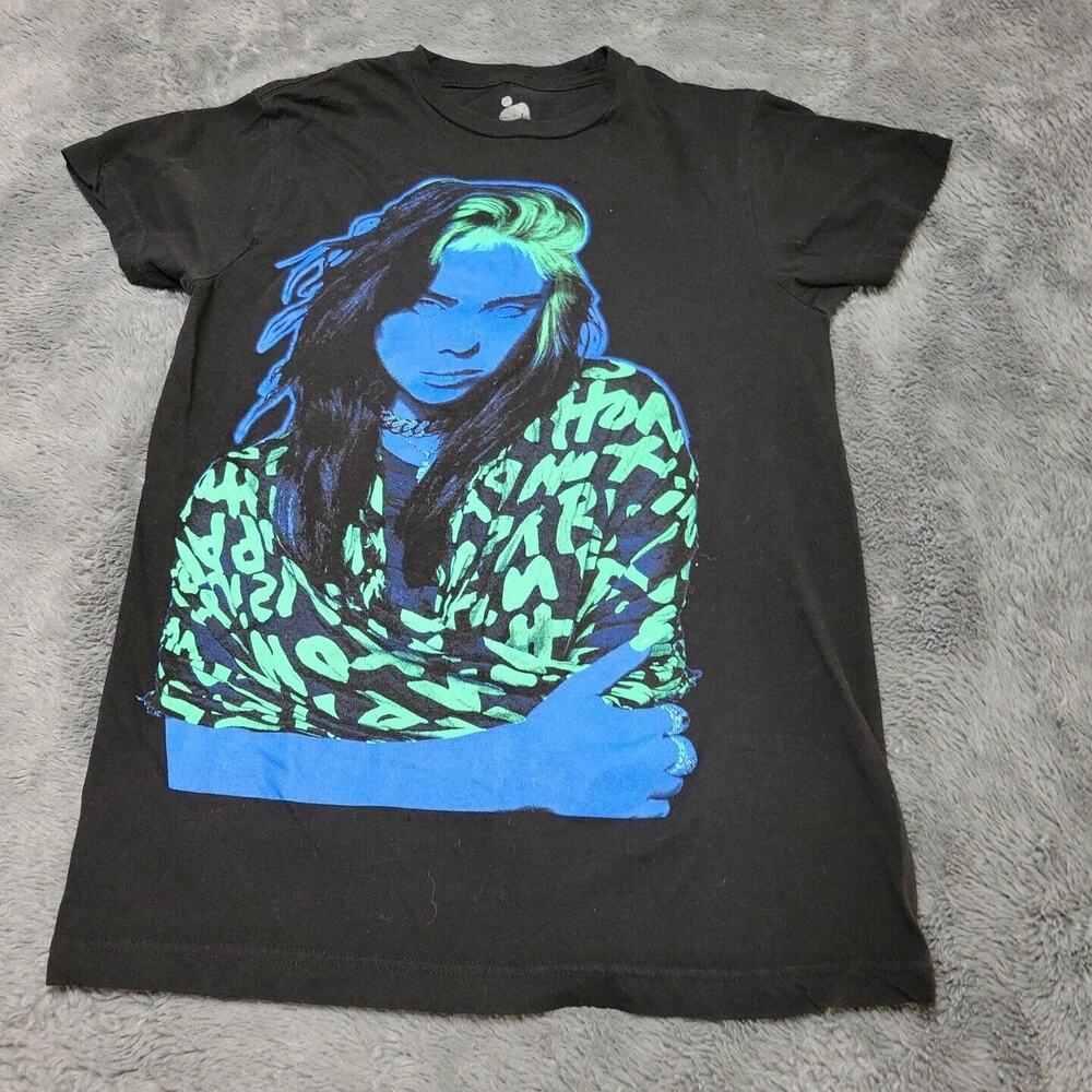 Billie Eilish Shirt Women Small Black Short Sleeve Tee Her Graphic Crew Neck Top
